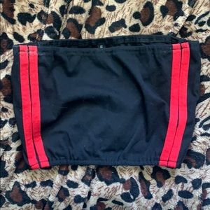 Black and red striped tube top